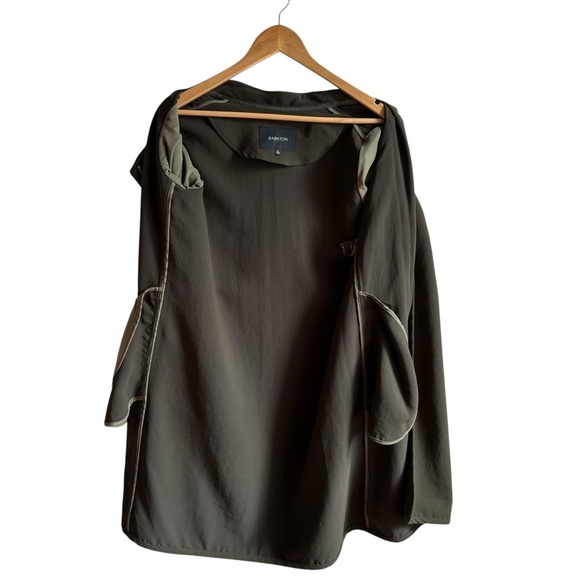Aritzia Babaton Cormac Coat XS Olive Green Waterfall Drape Asymmetrical Zip - Picture 3 of 15